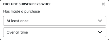 Excluding subscribers who've already purchased the product and variant that is back in stock.
