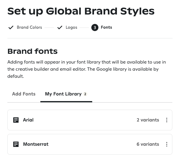 My Font Library tab in Brand Kit.