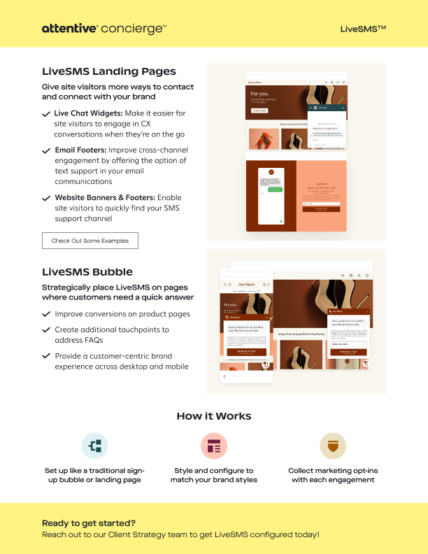 Page 2 of PDF about providing real-time support with LiveSMS.