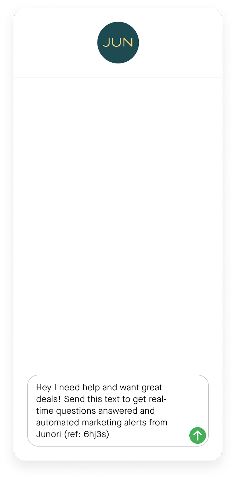 Customer view of pre-filled opt-in message in messaging app.