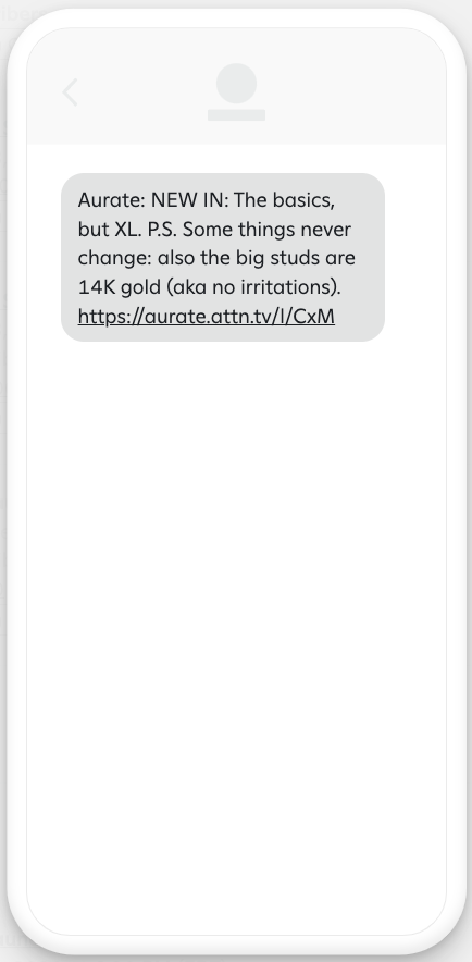 Text message describing a product without an accompanying product image.