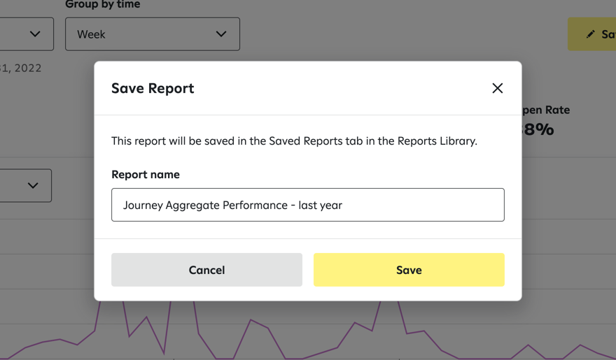 Entering a name for the new custom report in the popup.