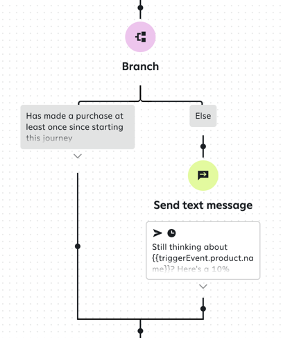 Example branch that sends a message to subscribers who viewed a specific product.