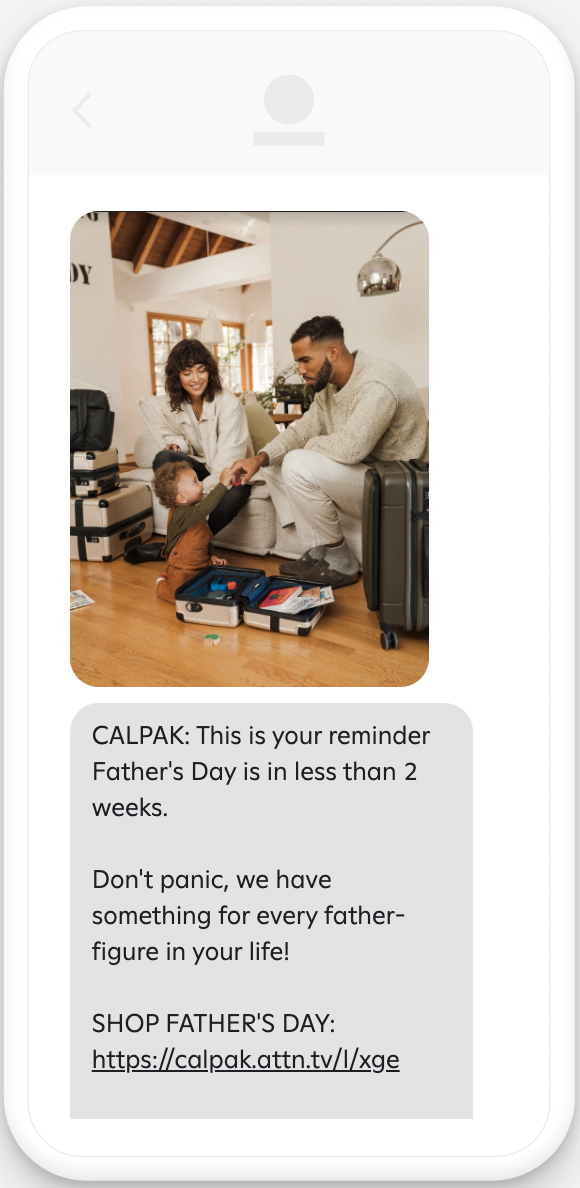 Example Father's Day message with image.