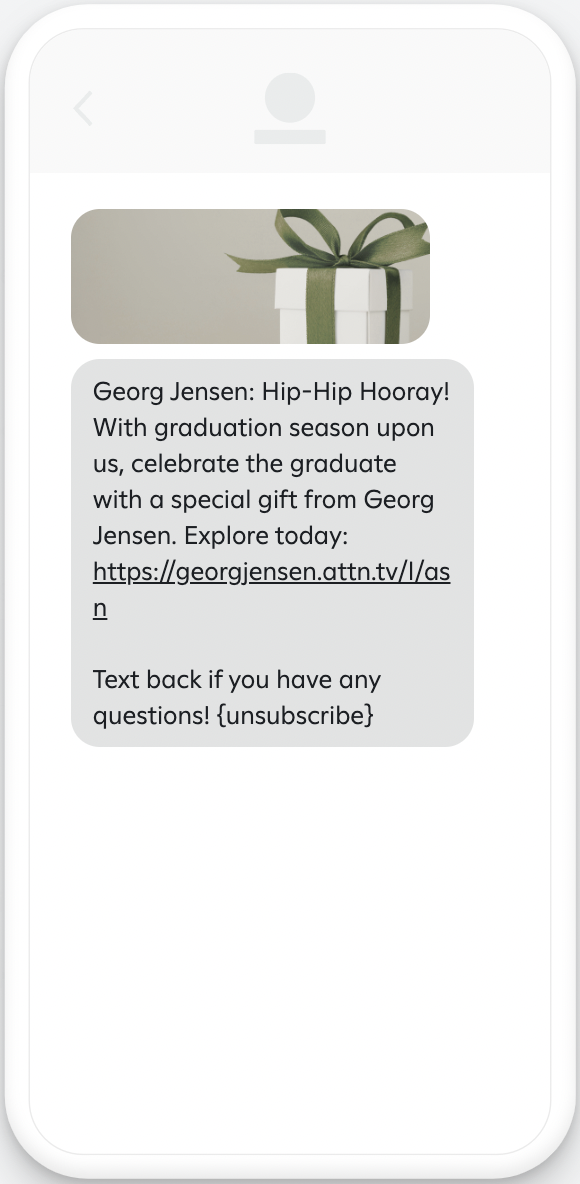 Example graduation message with image.