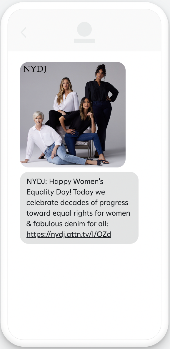 Example women's equality day campaign message with image.