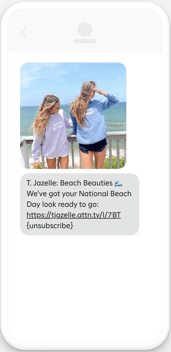Example beach day campaign message with image.