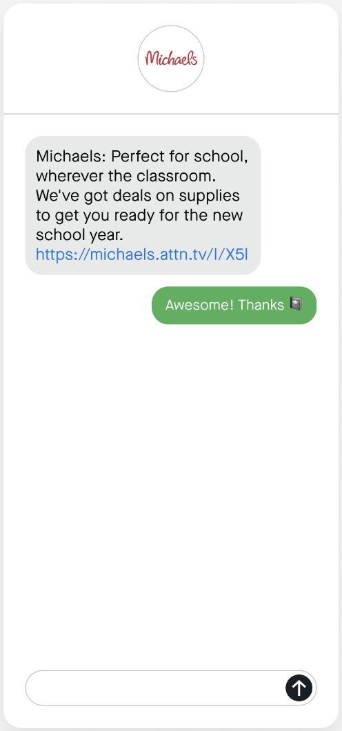 Example back to school campaign message.