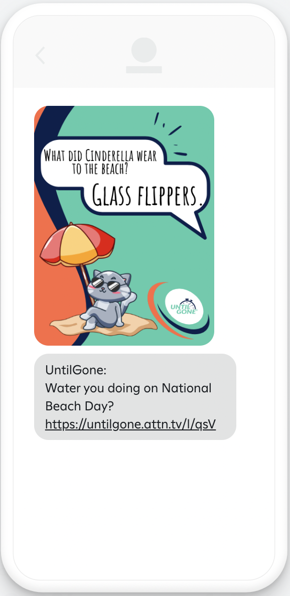 Example beach day campaign message with image.