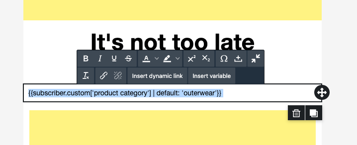 Copying a custom macro with default value in text block so it can be pasted into a link.
