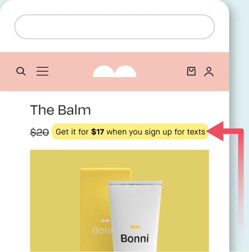 A sign-up discount CTA on a product details page