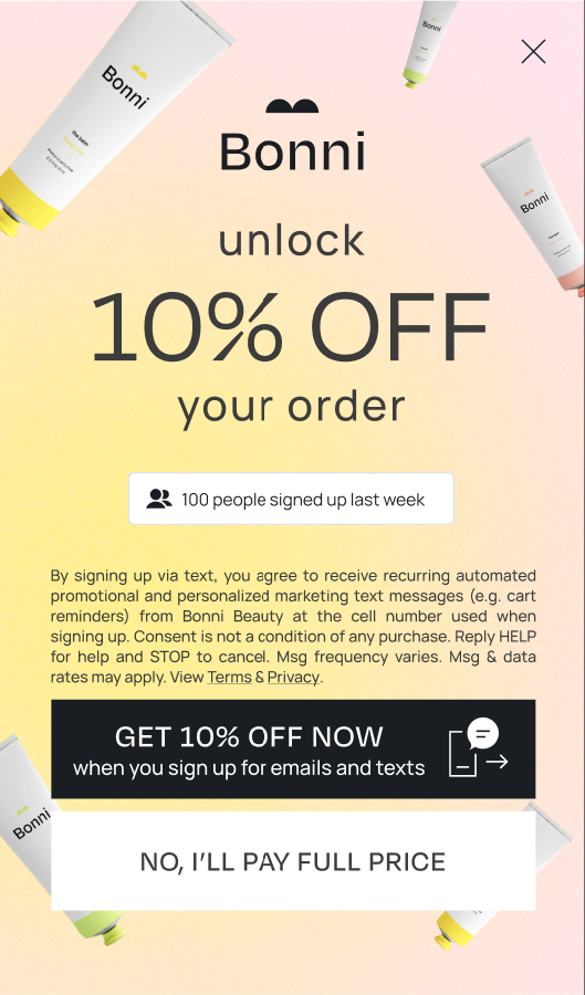 a sign-up unit example with social proof turned on and displayed