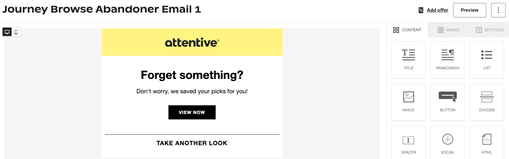 Designing a browse abandonment email with a CTA for the subscriber to view the product they looked at.