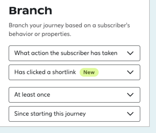 Setting up a branch for subscribers who clicked a shortlink at least once since starting the journey.