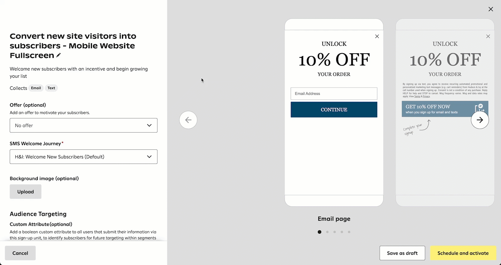 Selecting an existing attribute to assign to a sign-up unit in the
  ‘Audience Targeting’ section.