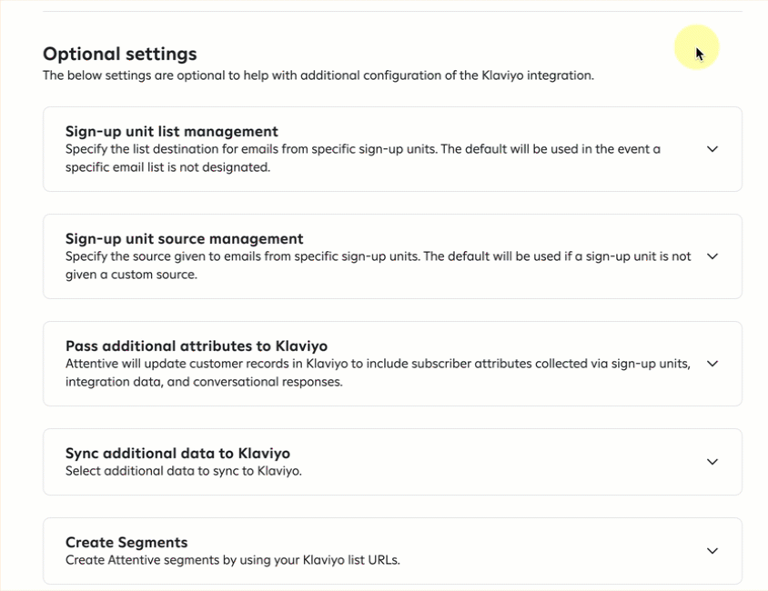 Animation showing a user sending additional Attentive subscriber data, like an offer code and values for custom properties in Klaviyo.