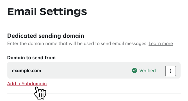 Clicking Add a subdomain.