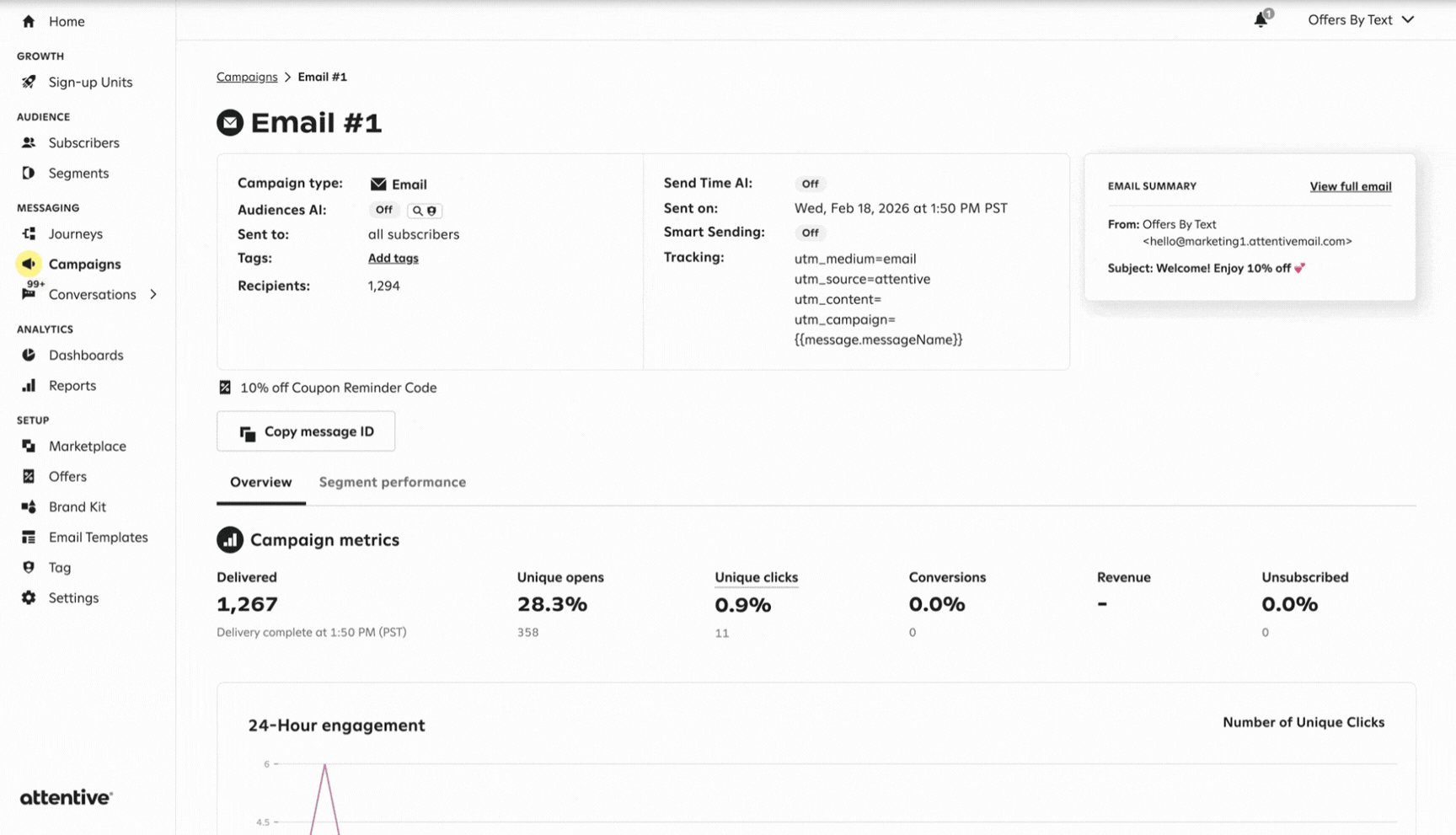 GIF showing steps to access click map for email campaign
