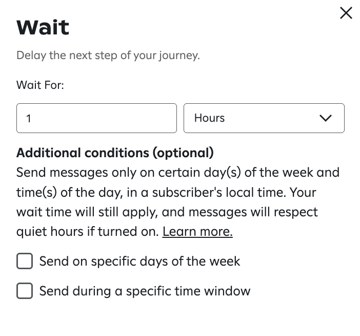 Image of the "Wait" rule menu