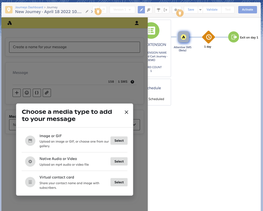 Selecting or uploading media assets