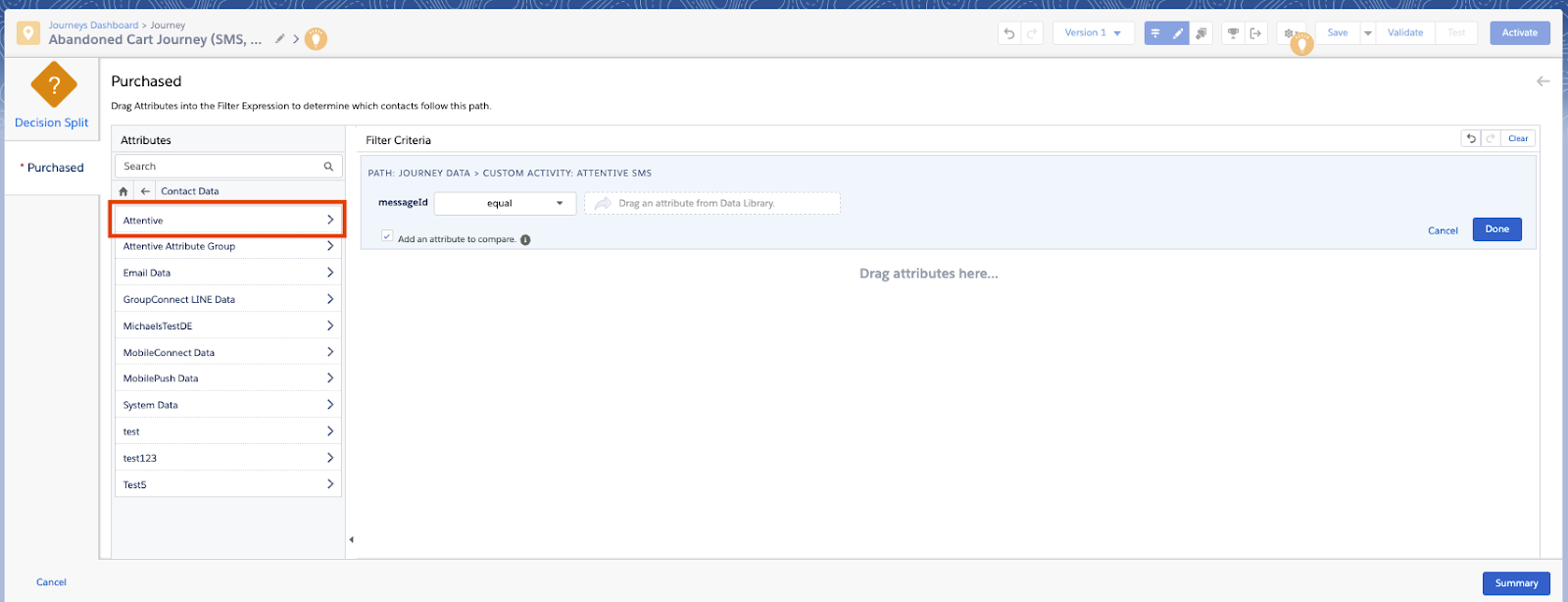 Selecting file that includes the Attentive postback.