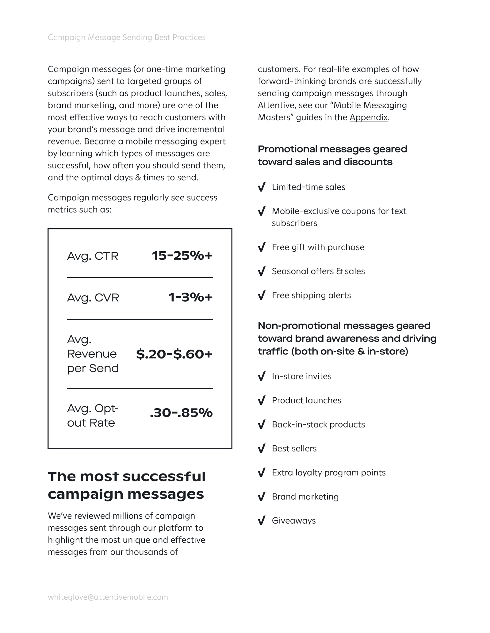 page 1 of the campaign message sending best practices pdf
