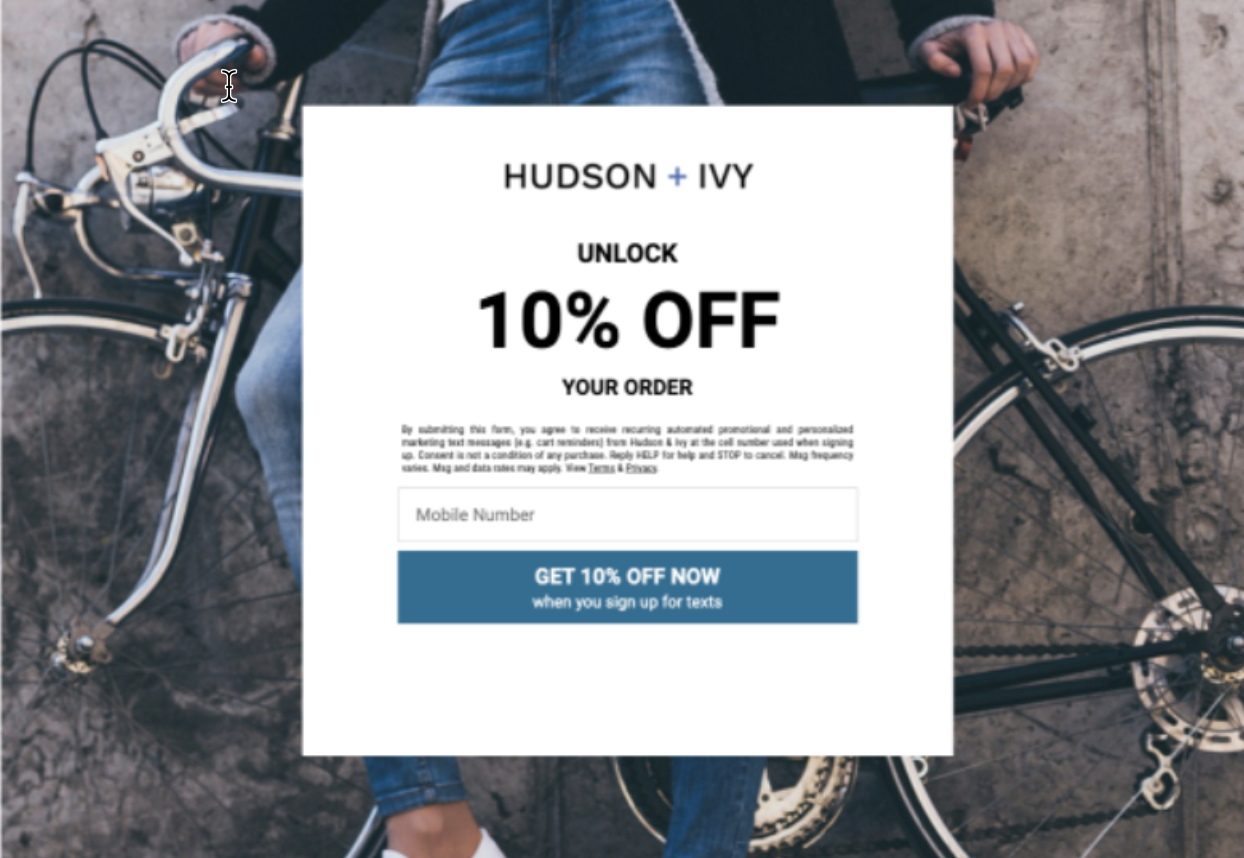 example landing page with a 10% discount for those who enter their email