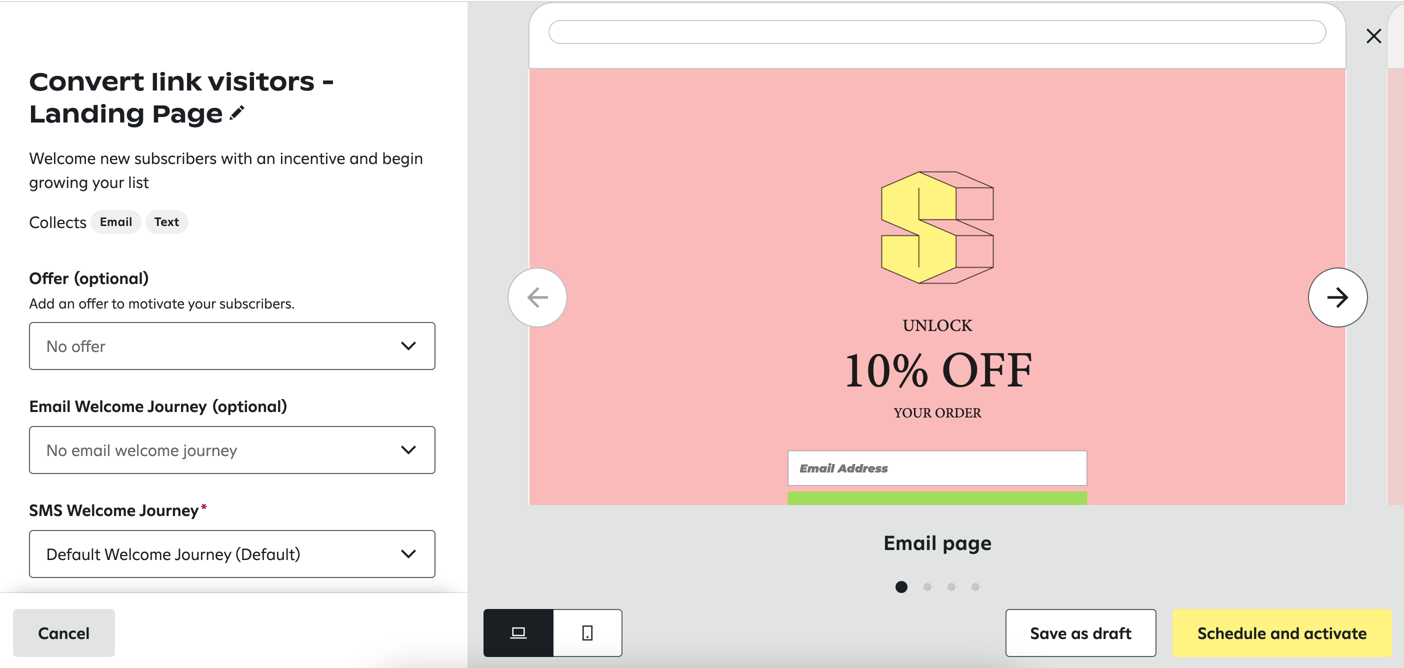 landing page template editor